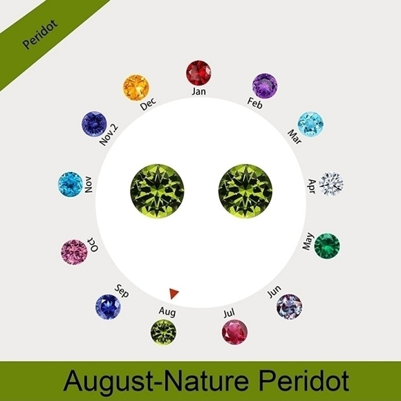 August 18k White Gold Peridot Birthstone Diamond Halo Stud Earrings S925 Gem - Picture 4 of 5